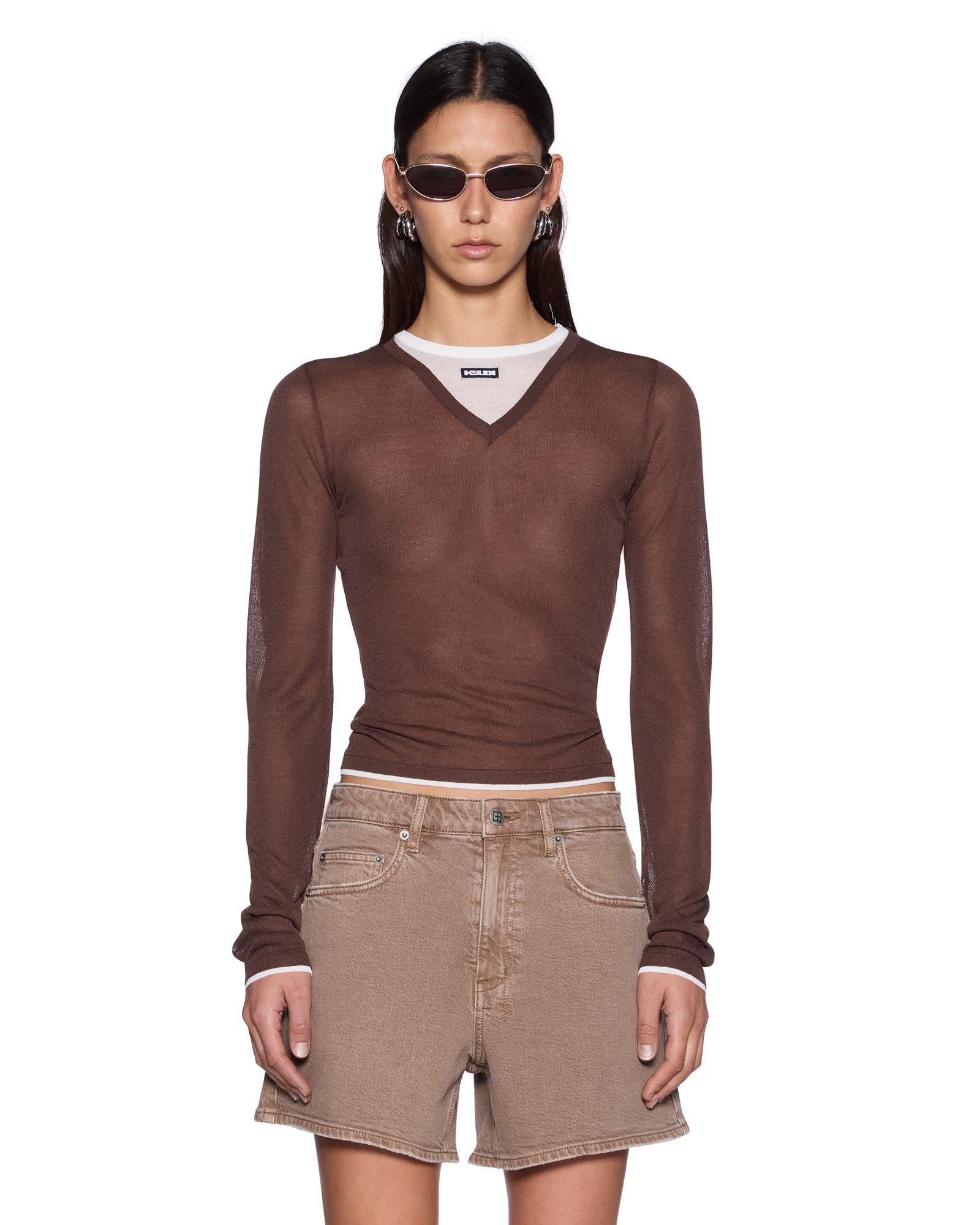 Ksubi Sott Layered Signature V LS Tee Camel Brown - Image 1