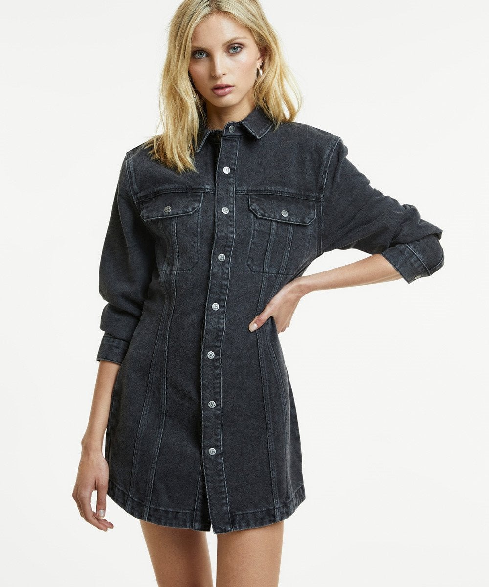 Ksubi Snap Dress Dusted Black - Image 1