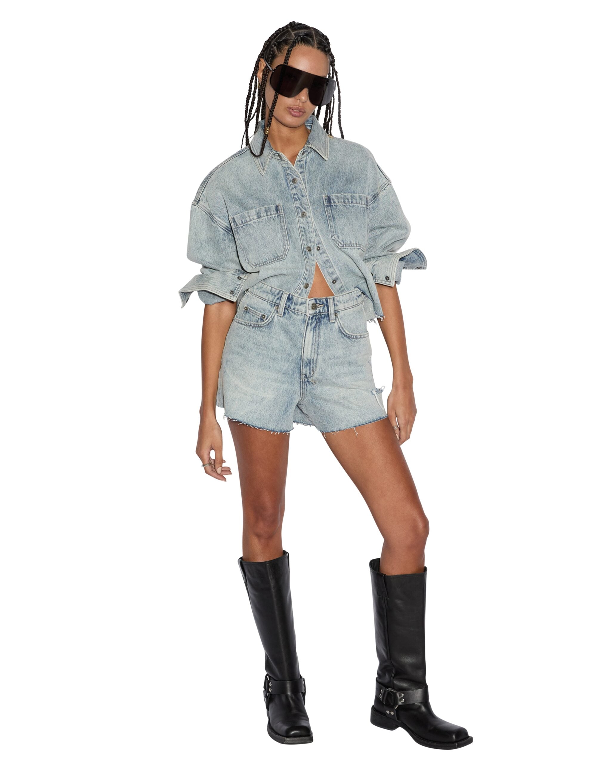 MNKSB041026023658086_3 Ksubi Rise N HI Shorts Worn Sliced - Image 3