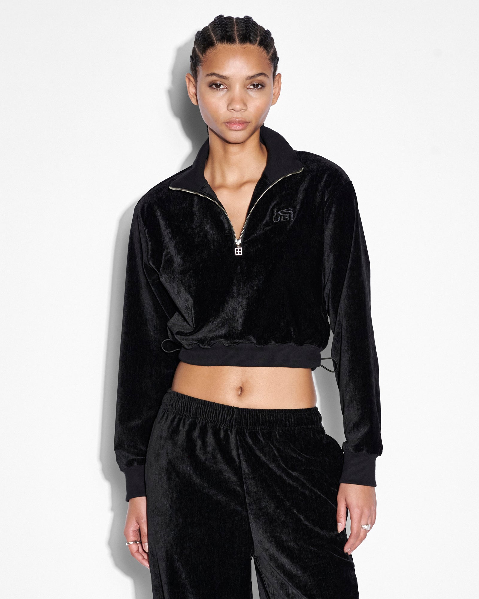 Ksubi Richie Half Zip Crop Black - Image 1