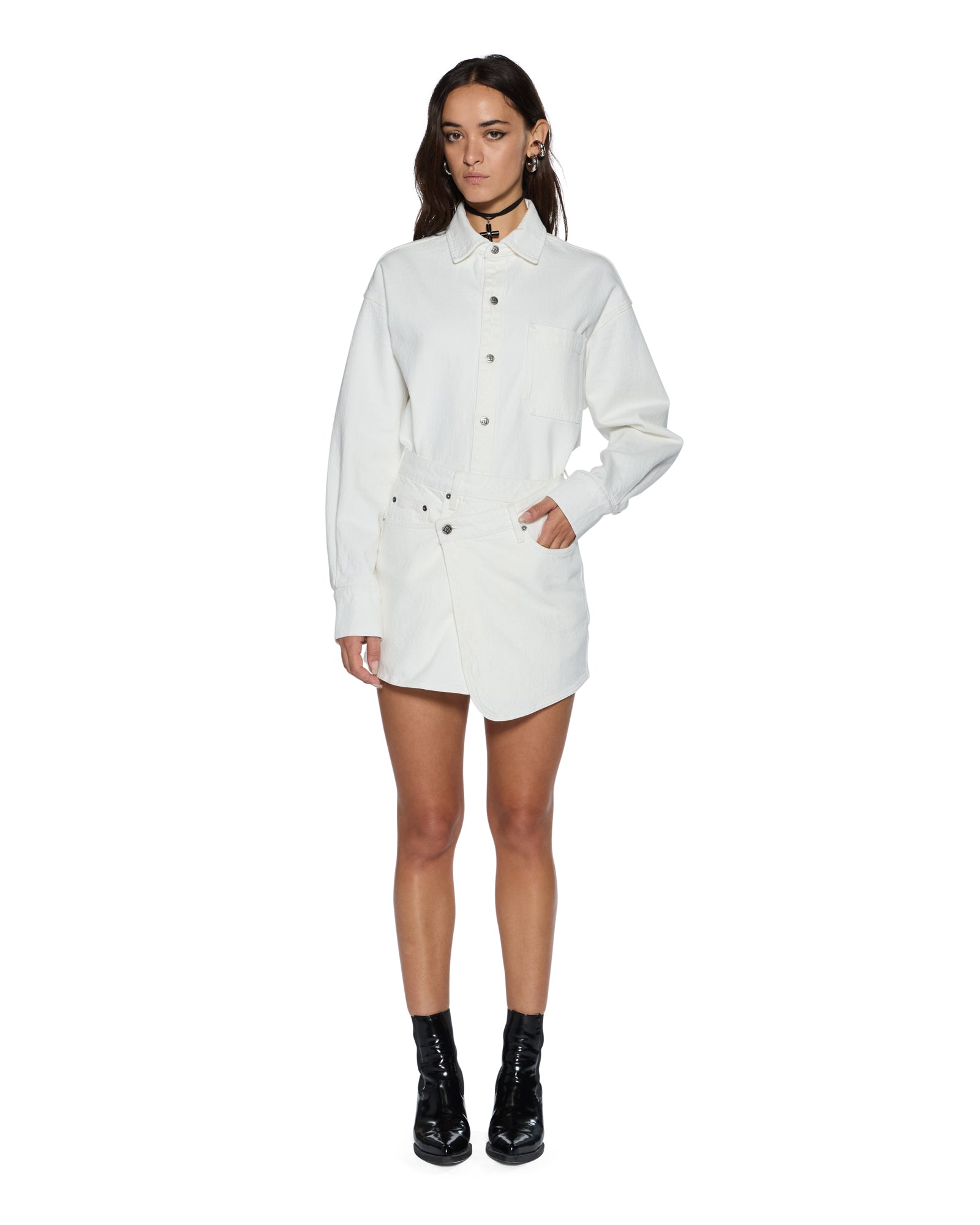 Ksubi Rap Skirt Curve Ecru - Image 2