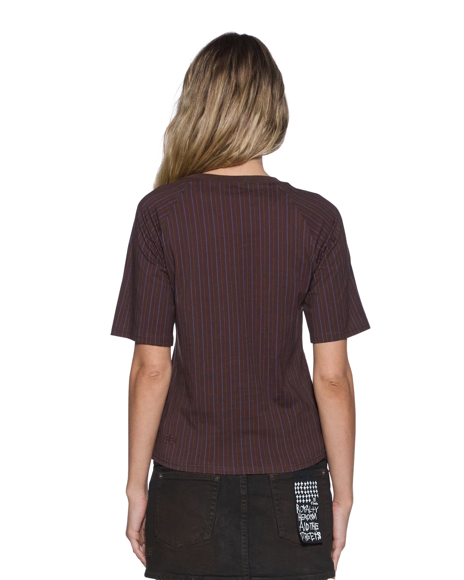 MNKSB041026023658134_3 Ksubi Porter SS Top Chocolate Pinstripe - Image 3