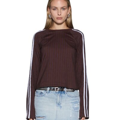 Ksubi Porter LS Top Choc Pinstripe - Image 1