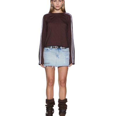 Ksubi Porter LS Top Choc Pinstripe - Image 2