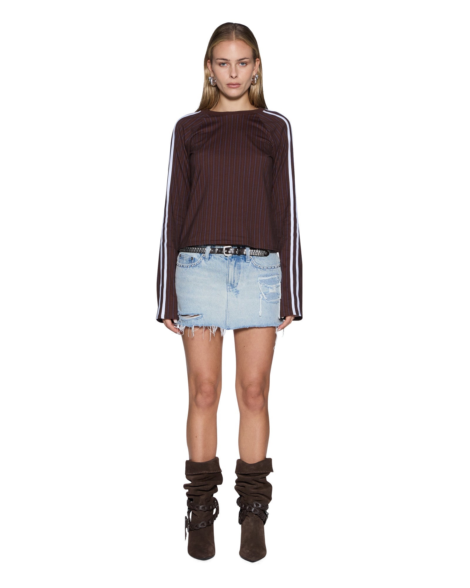 Ksubi Porter LS Top Choc Pinstripe - Image 2