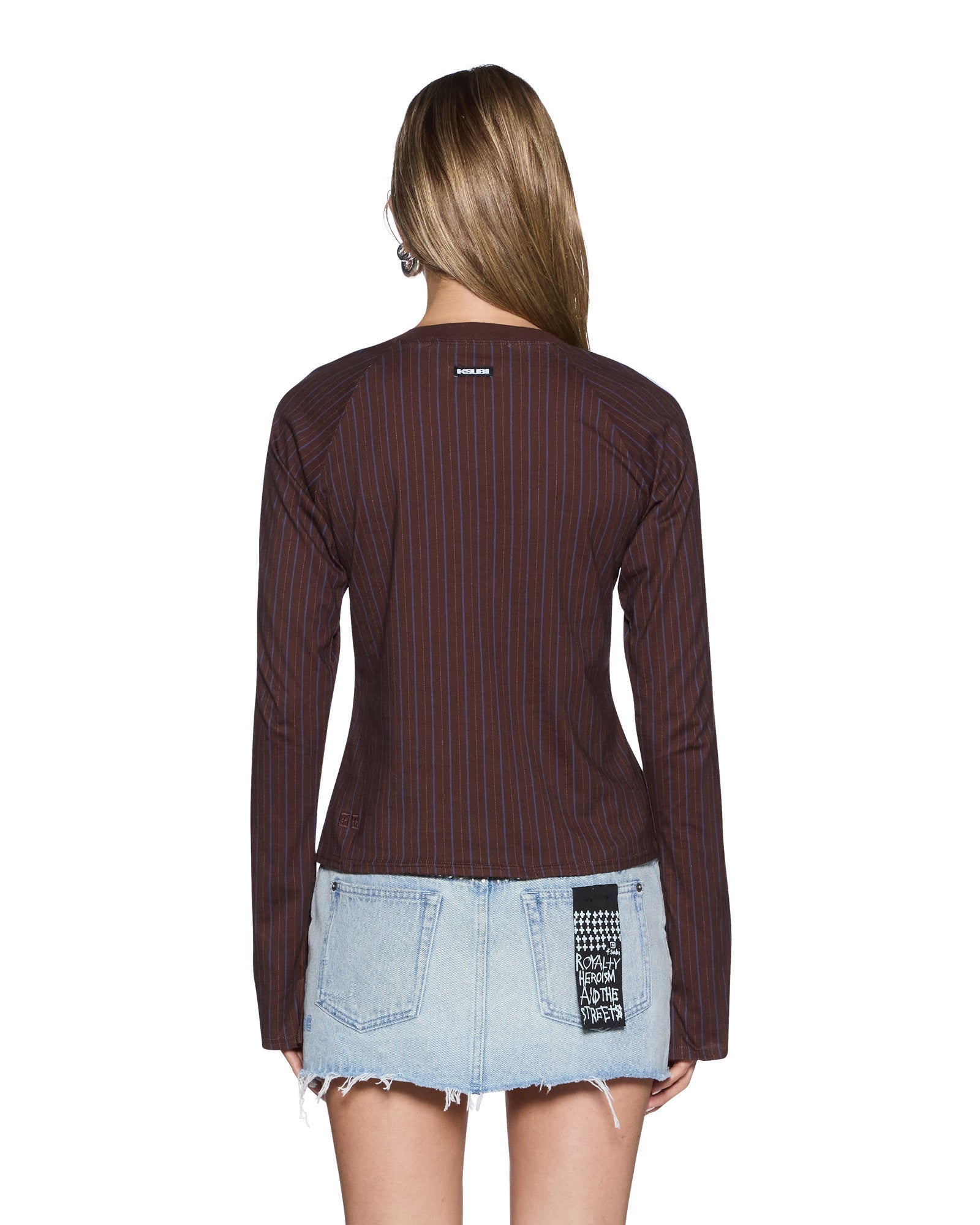 Ksubi Porter LS Top Choc Pinstripe - Image 3