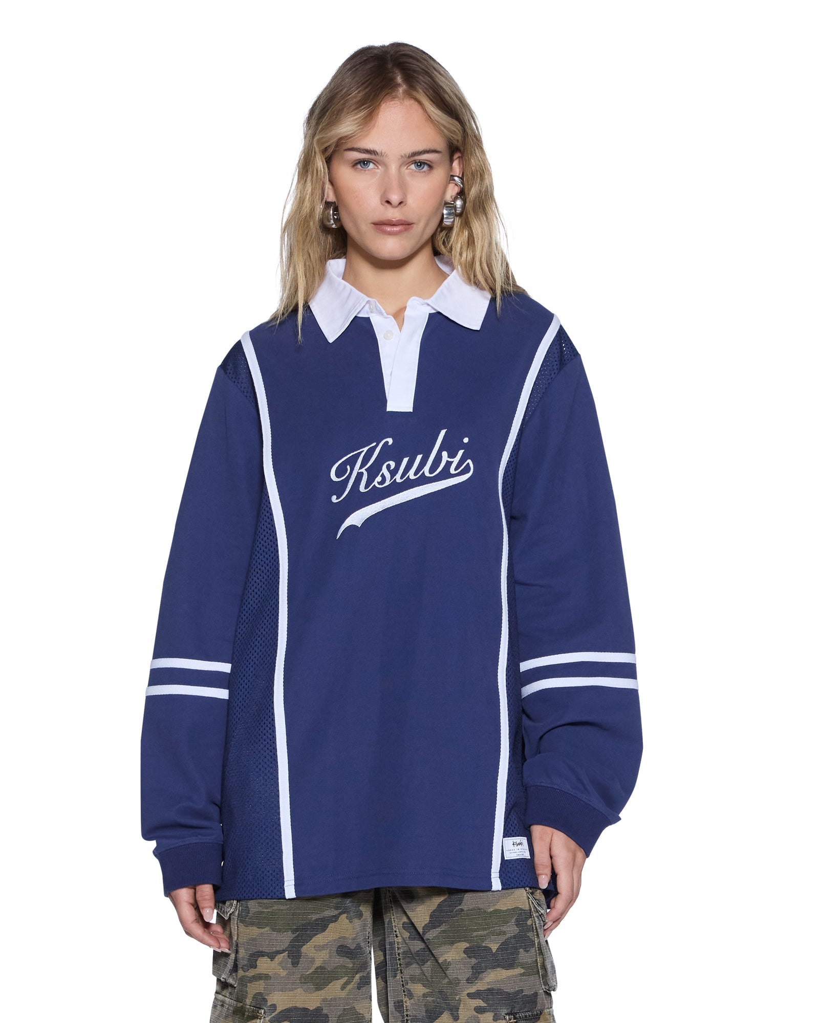 Ksubi Playoff LS Polo Jersey Navy - Image 2