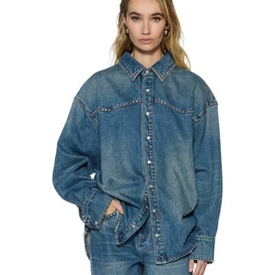 Ksubi Oversized LS Shirt Texas Blue Studded - Image 1