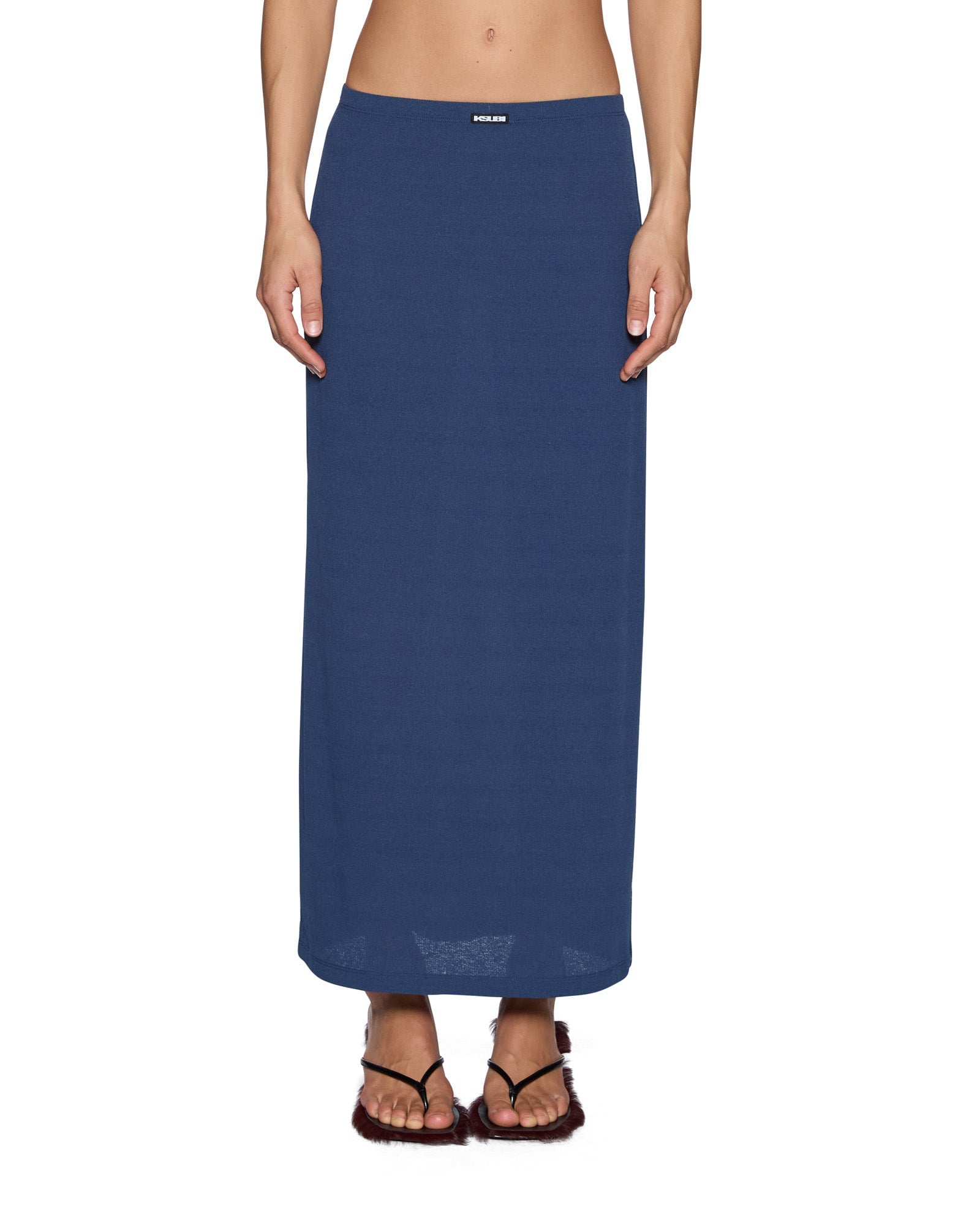 Ksubi Nina Midi Skirt Mesh Granite Blue