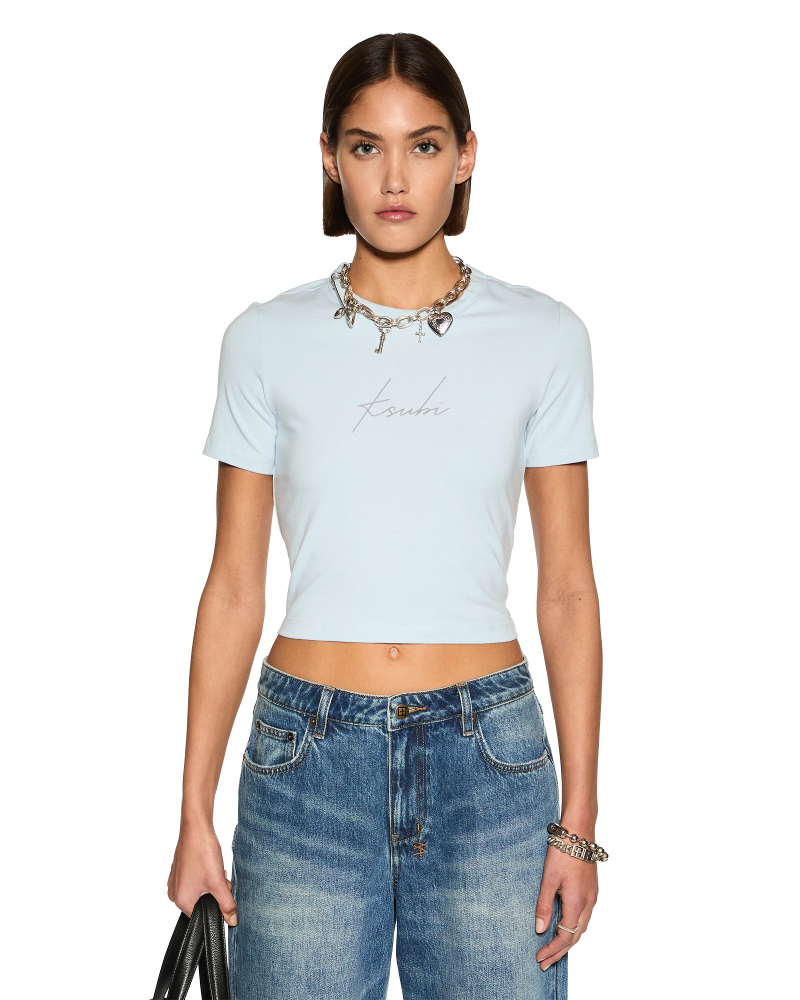 Ksubi Moniker Baby Tee Sky - Image 1