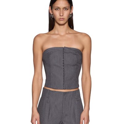 Ksubi Mondrian Bustier Top Grey Pinstripe - Image 1