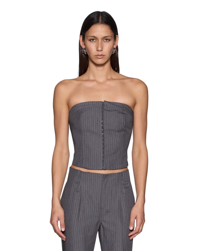 Ksubi Mondrian Bustier Top Grey Pinstripe - Image 1