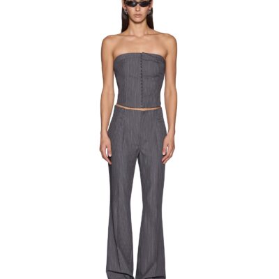 Ksubi Mondrian Bustier Top Grey Pinstripe - Image 2