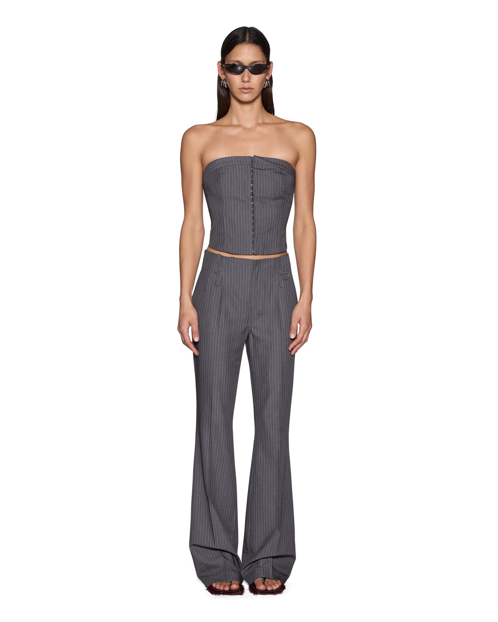 Ksubi Mondrian Bustier Top Grey Pinstripe - Image 2