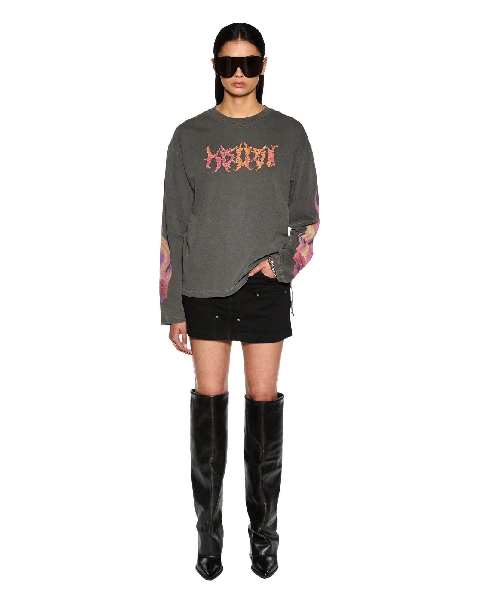 MNKSB041026023658238_2 Ksubi Low Rider Mini Skirt Boneyard Black - Image 2