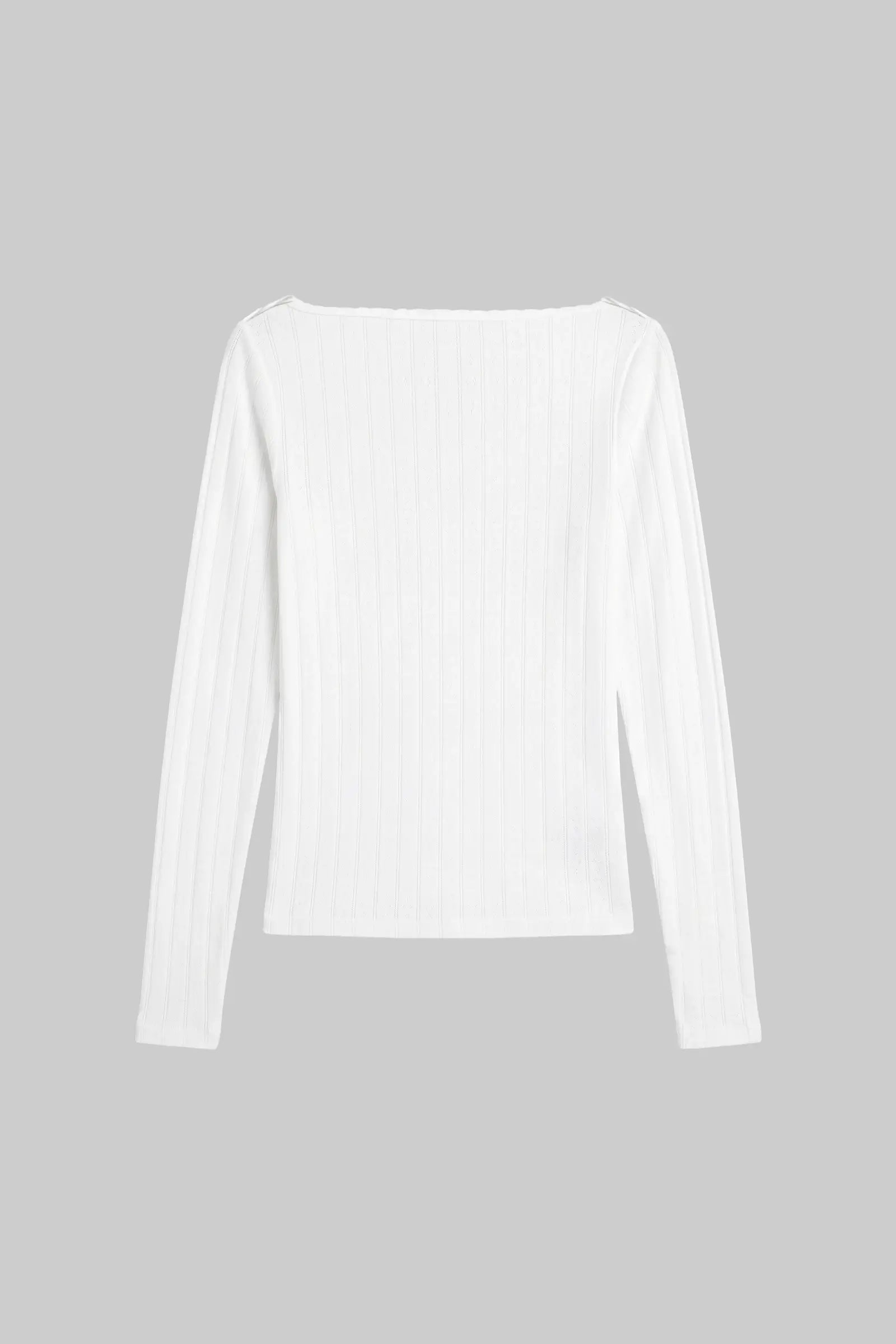 MNLST041026041459535_2 LESET Pointelle Long Sleeve Bateau Top - Image 2