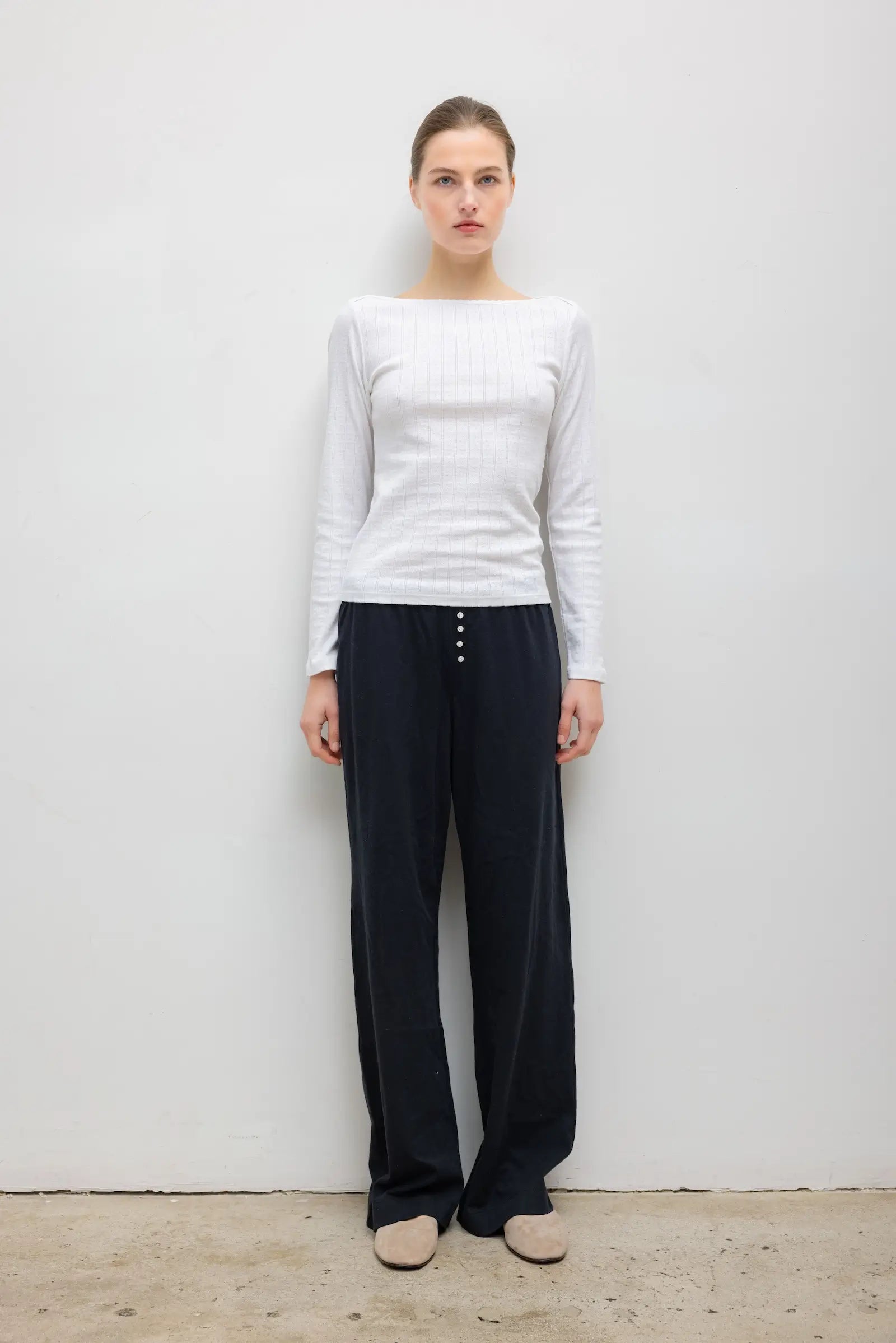MNLST041026041459535_3 LESET Pointelle Long Sleeve Bateau Top - Image 3