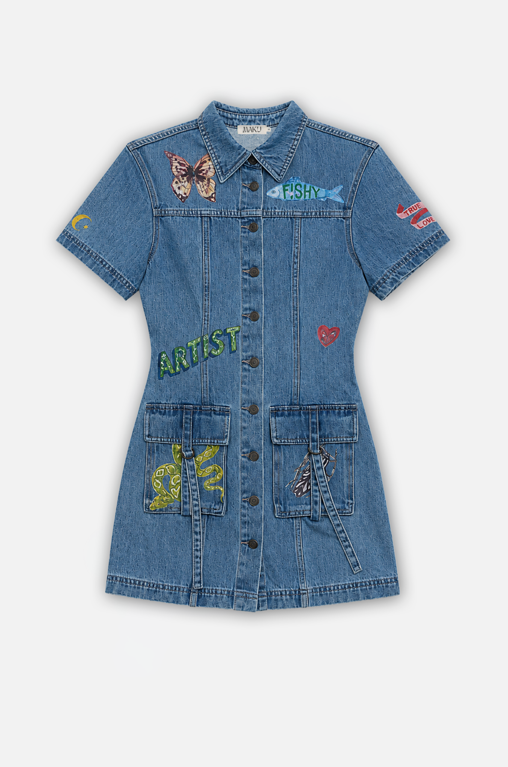 Maku the Label Tattoo Denim Dress - Image 1