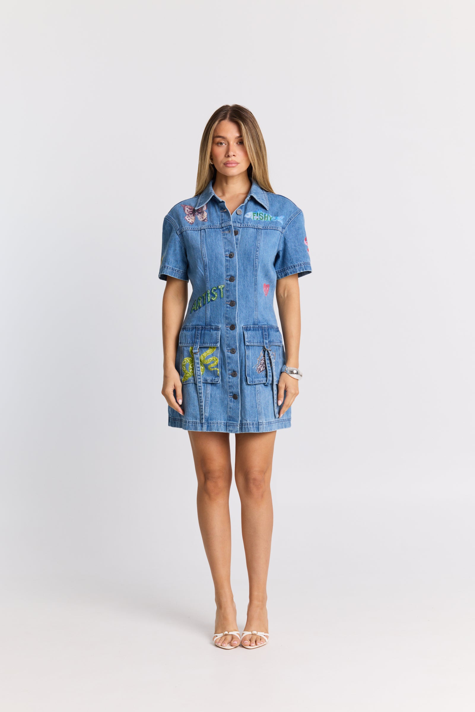 MNMAK131026080555004_2 Maku the Label Tattoo Denim Dress - Image 2