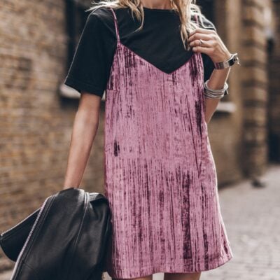 MIKUTA The Pink Velvet Short Slip Dress - Image 1