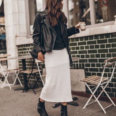 MIKUTA The Off White Cotton Striped Thin Skirt - Image 1