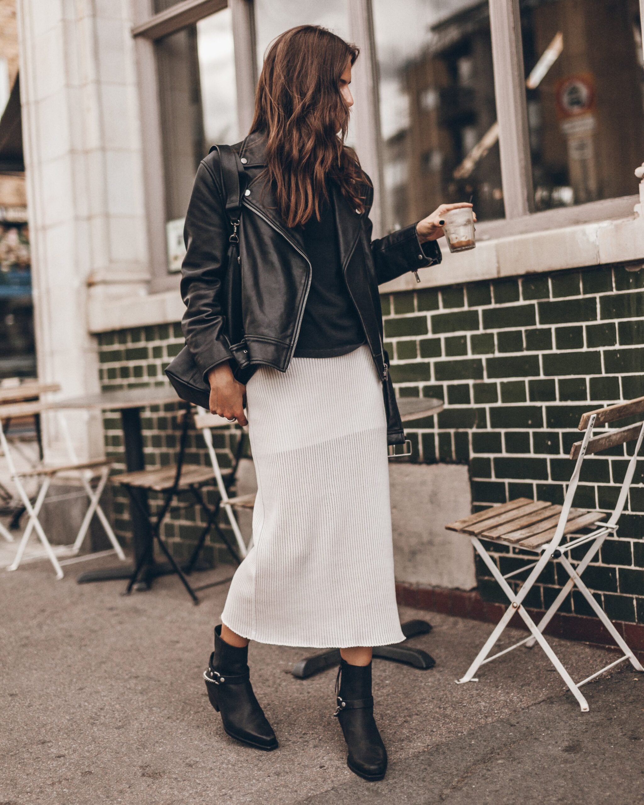 MIKUTA The Off White Cotton Striped Thin Skirt - Image 1