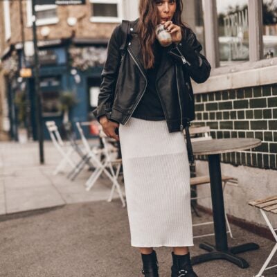 MIKUTA The Off White Cotton Striped Thin Skirt - Image 2