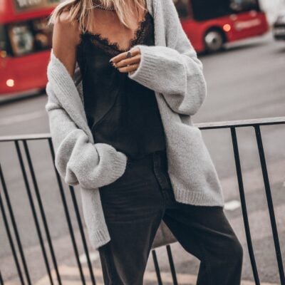 MIKUTA The Light Grey Fluffy Alpaca Short Cardigan - Image 1