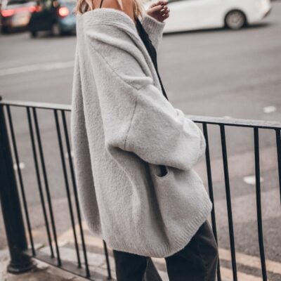 MIKUTA The Light Grey Fluffy Alpaca Short Cardigan - Image 2