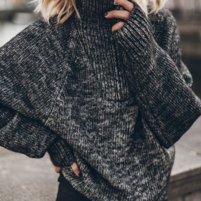 MIKUTA The Grey Zipped Knit Sweater - Image 1