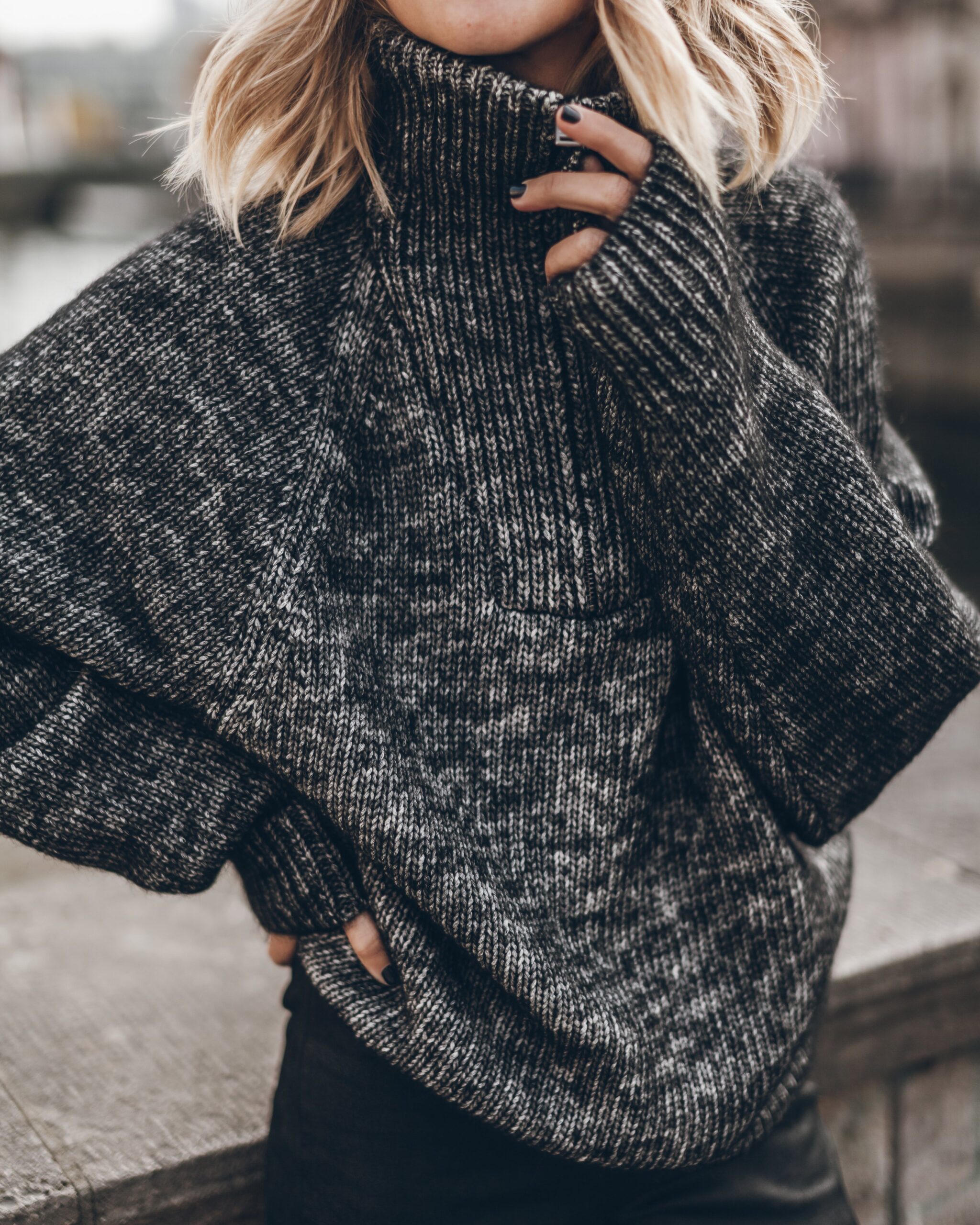 MIKUTA The Grey Zipped Knit Sweater - Image 1