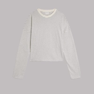 MIKUTA The Grey Striped Loose Cotton Longsleeve - Image 1