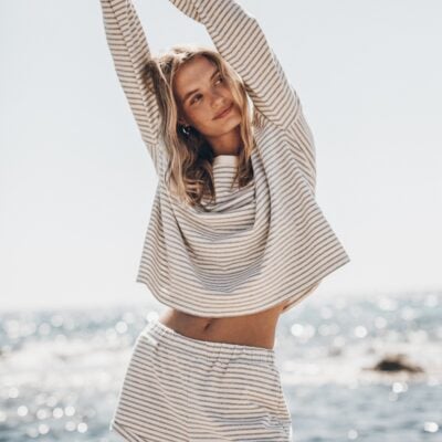 MIKUTA The Grey Striped Loose Cotton Longsleeve - Image 2