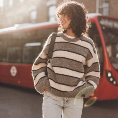 MIKUTA The Grey Striped Knitted Sweater - Image 1