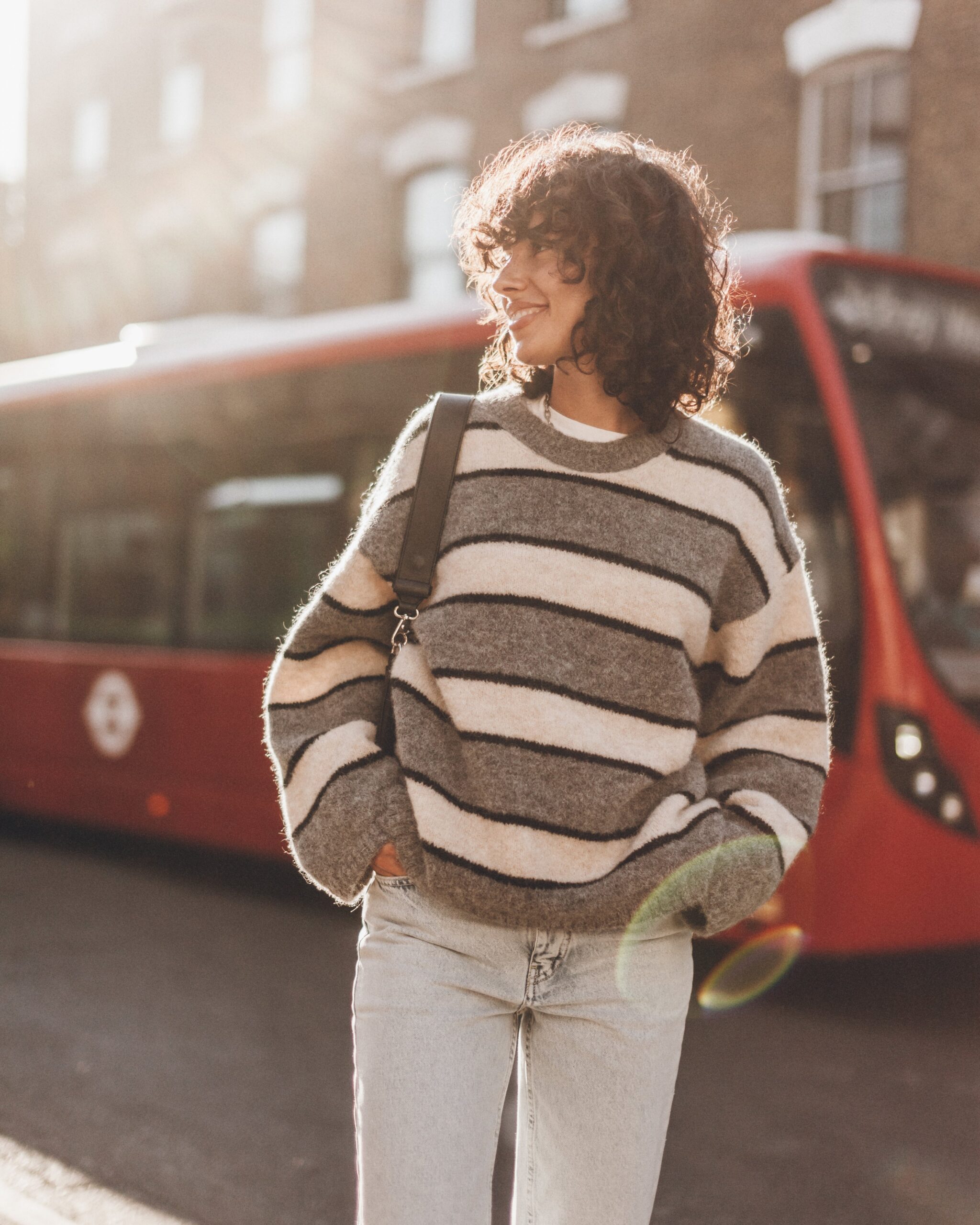 MIKUTA The Grey Striped Knitted Sweater - Image 1