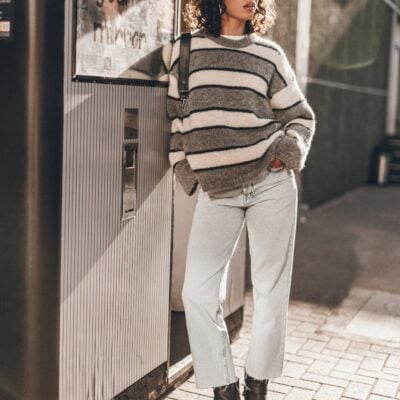 MIKUTA The Grey Striped Knitted Sweater - Image 2