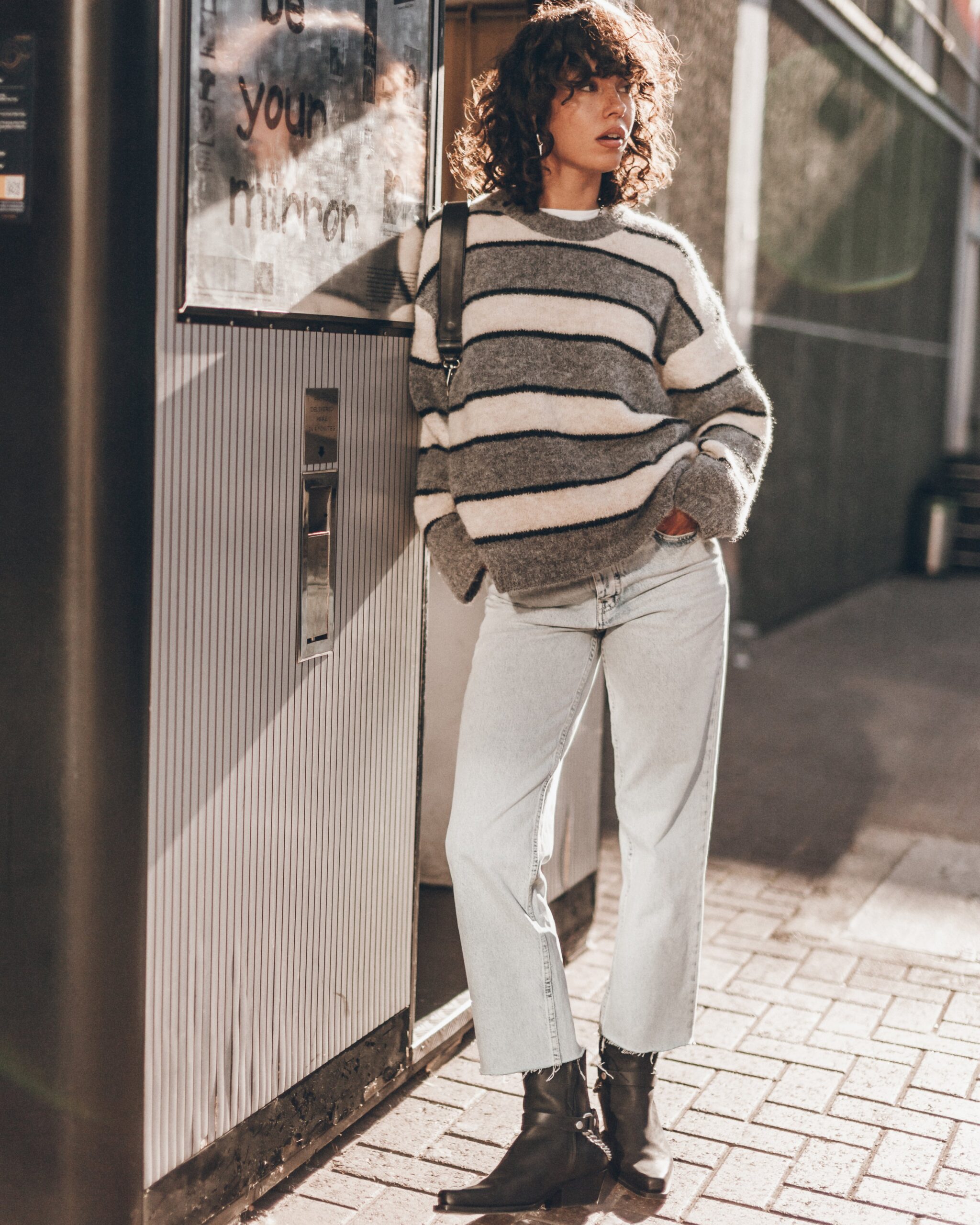 MNMIK041026041829627_2 MIKUTA The Grey Striped Knitted Sweater - Image 2