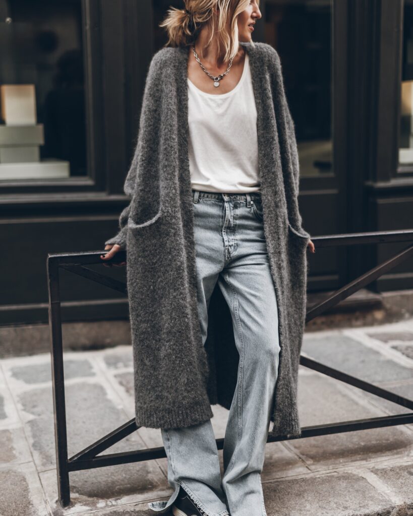 MIKUTA The Grey Fluffy Alpaca Long Cardigan - Image 1