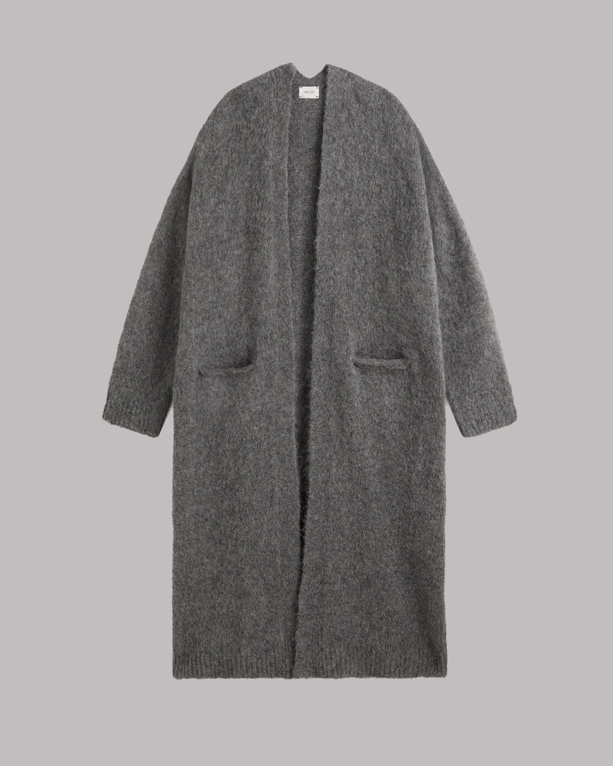 MIKUTA The Grey Fluffy Alpaca Long Cardigan - Image 2