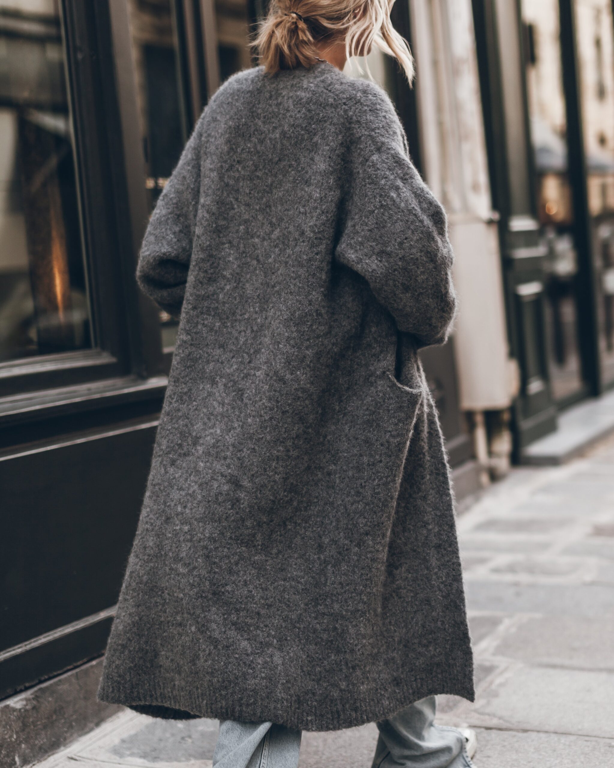 MIKUTA The Grey Fluffy Alpaca Long Cardigan - Image 3