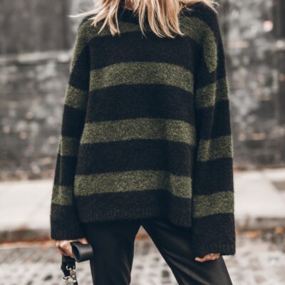 MIKUTA The Green Striped Knitted Sweater - Image 1