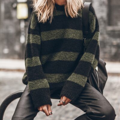 MIKUTA The Green Striped Knitted Sweater - Image 2