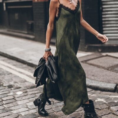 MIKUTA The Green Laced Jacquard Dress - Image 1