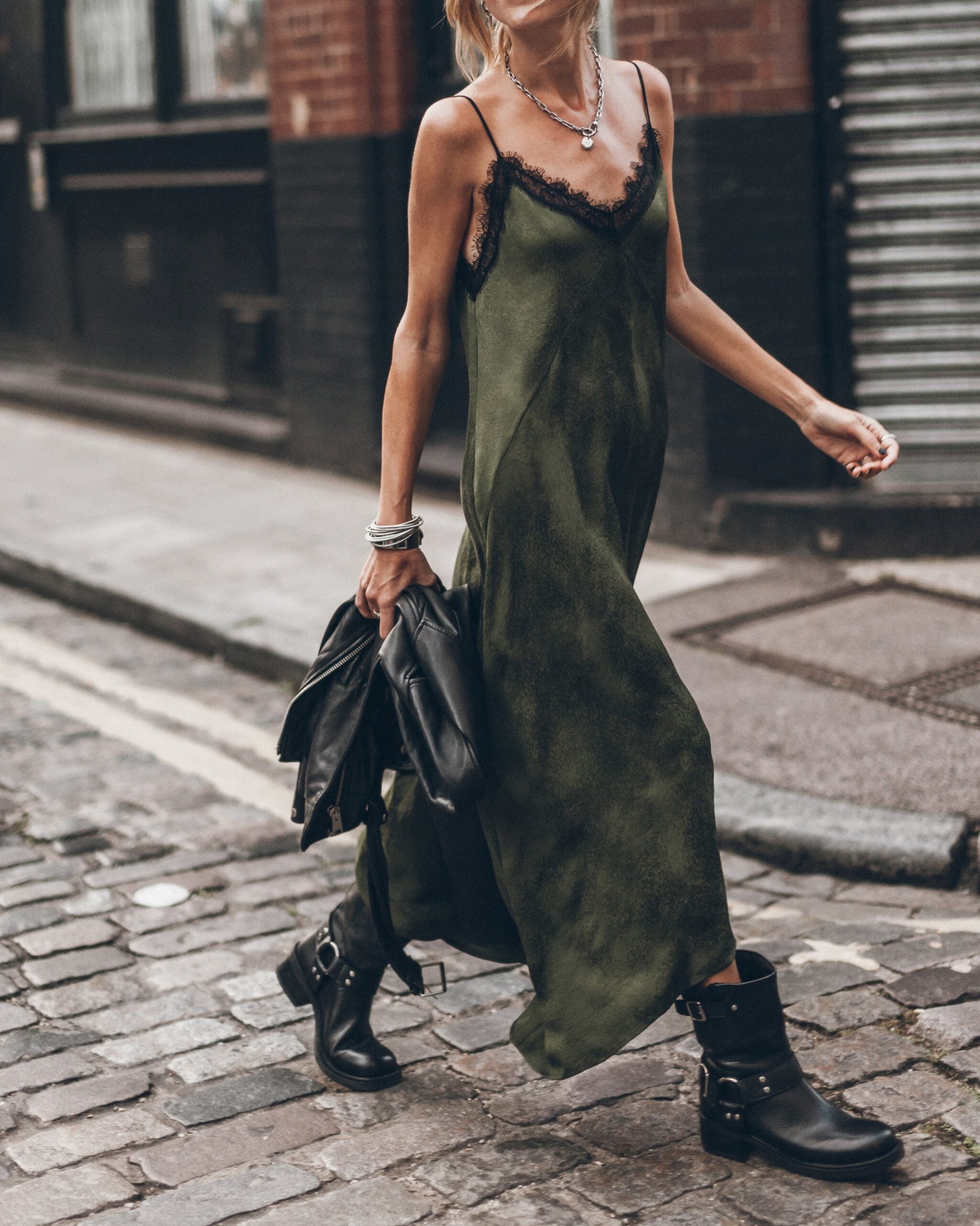 MIKUTA The Green Laced Jacquard Dress - Image 1