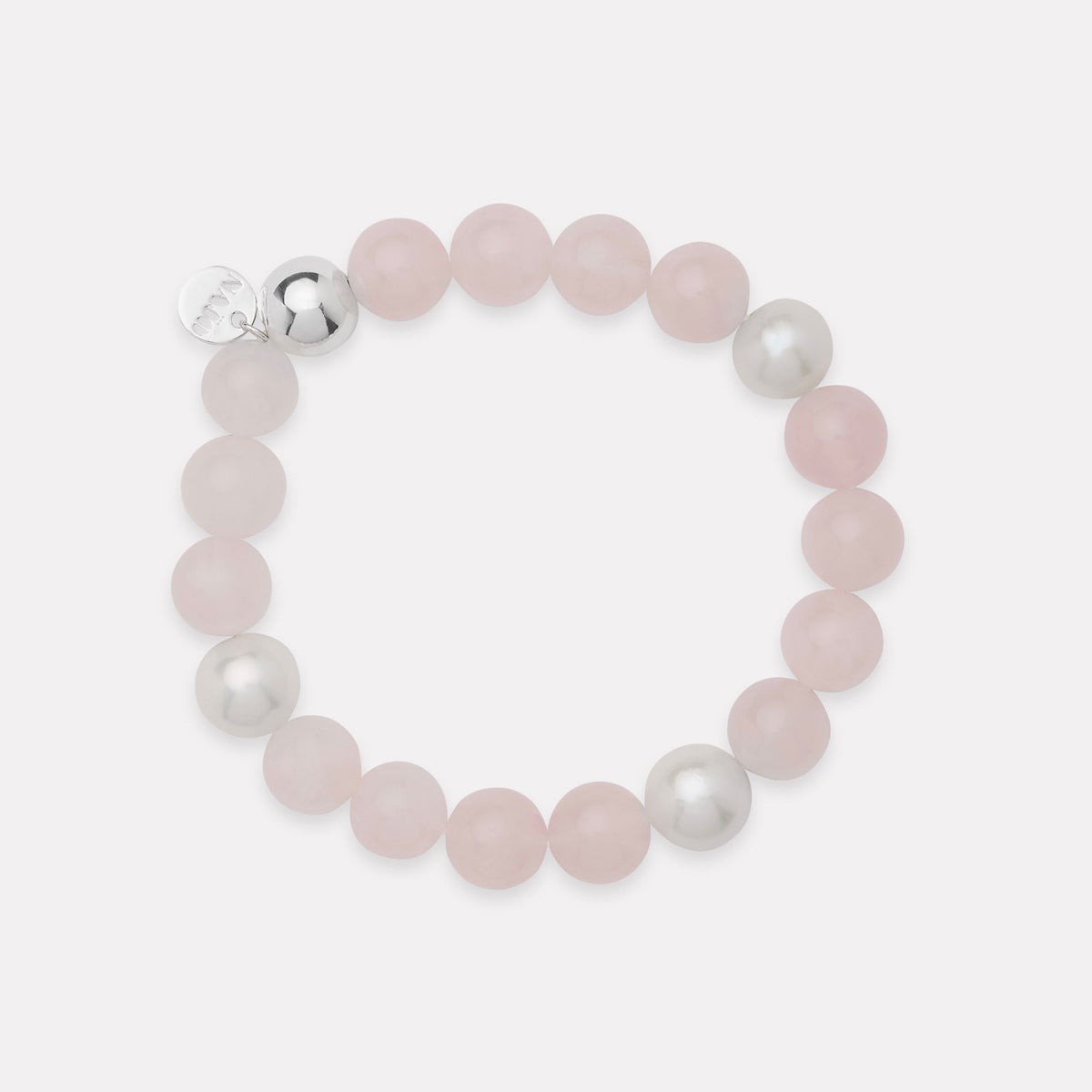 NAJO Sunset Rose Quartz & Pearl Stretch Bracelet - Image 1