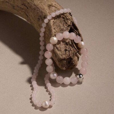 NAJO Sunset Rose Quartz & Pearl Necklace - Image 2