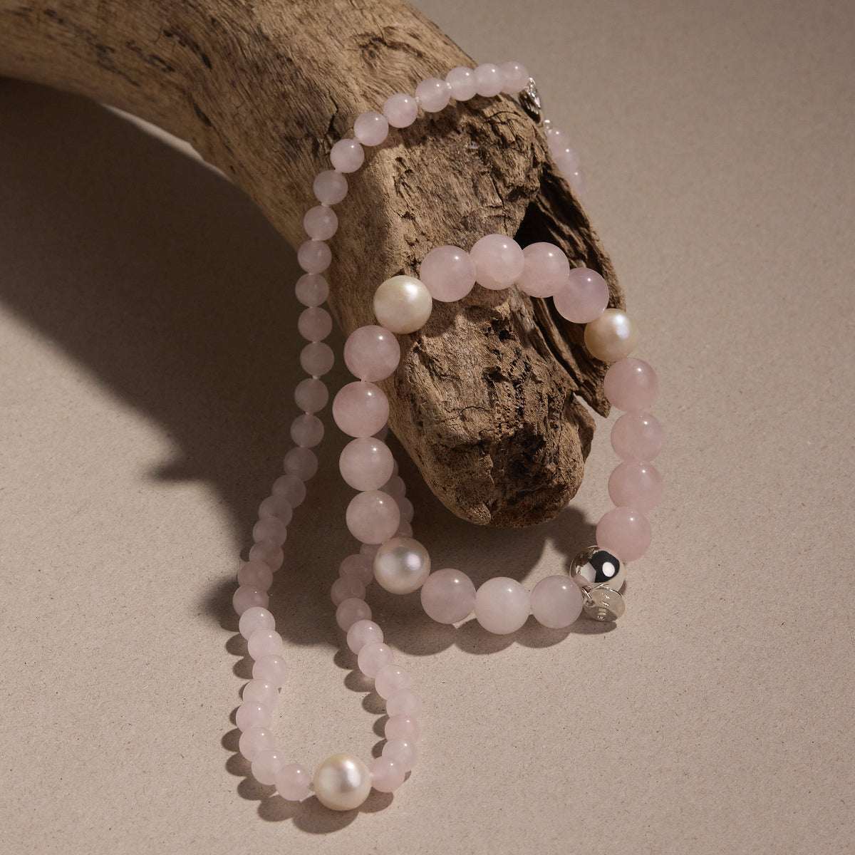 NAJO Sunset Rose Quartz & Pearl Necklace - Image 2