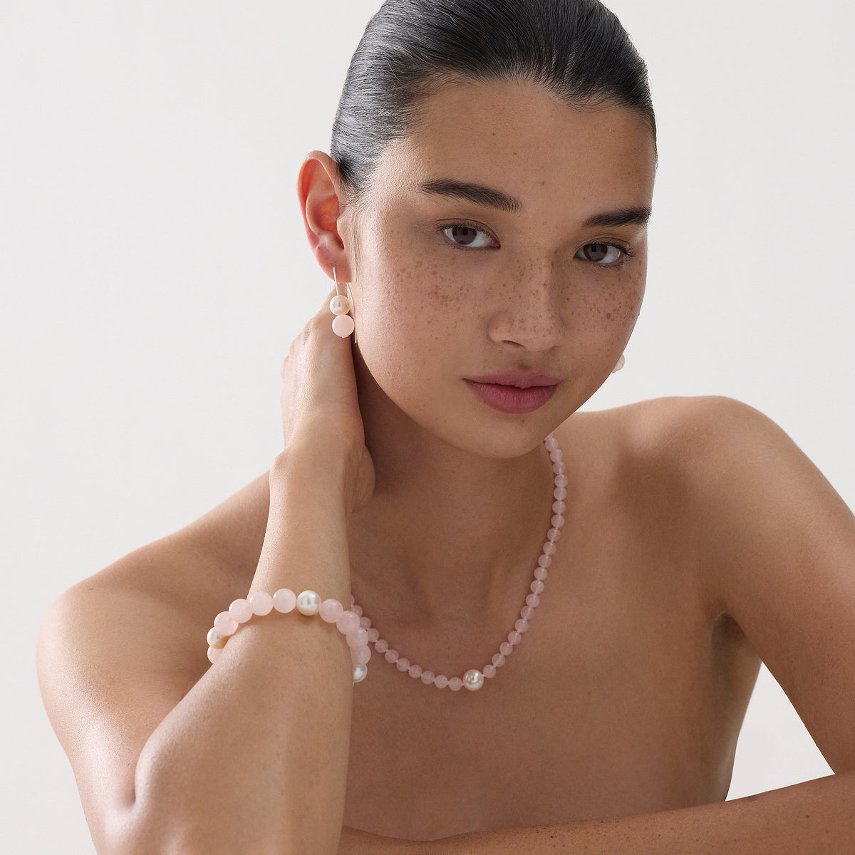 NAJO Sunset Rose Quartz & Pearl Necklace - Image 3