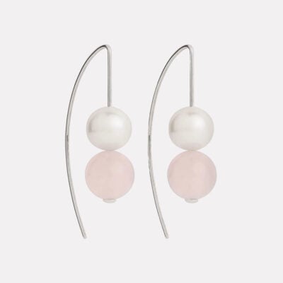 NAJO Sunset Rose Quartz & Pearl Earrings - Image 1