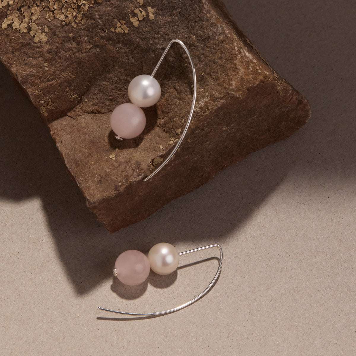 MNNAJ041026042238671_3 NAJO Sunset Rose Quartz & Pearl Earrings - Image 3